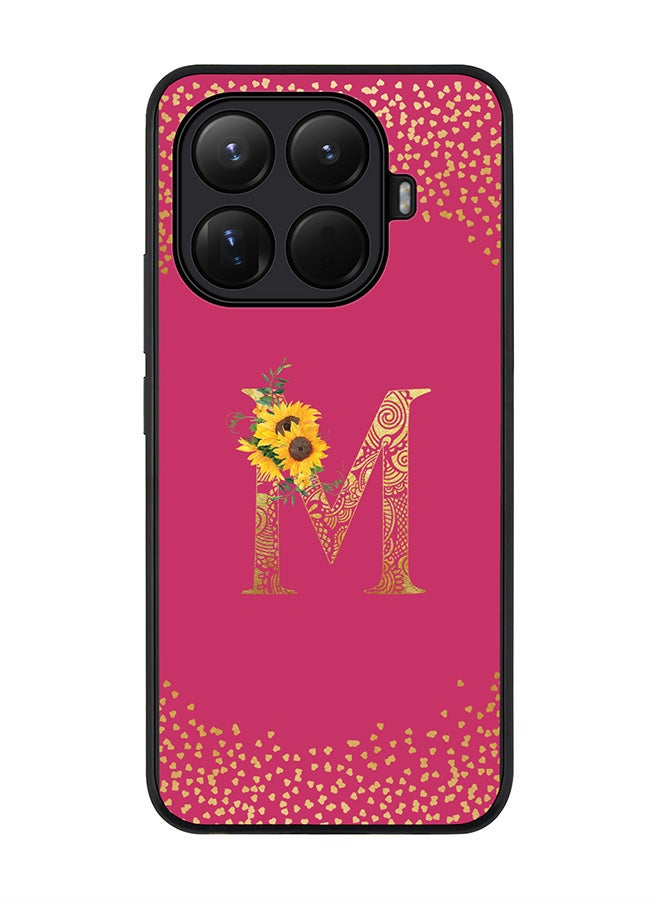 For Xiaomi 15T Pro Case,Slim fit Camera Protection, Shockproof Thin Phone cover  - Custom Floral Monogram - M ( Deep Pink )